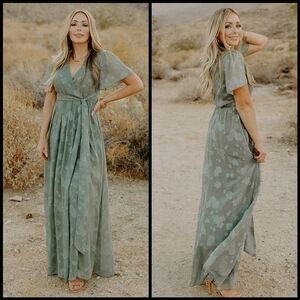 EUC Baltic Born Faye Maxi Dress in Eucalyptus Green